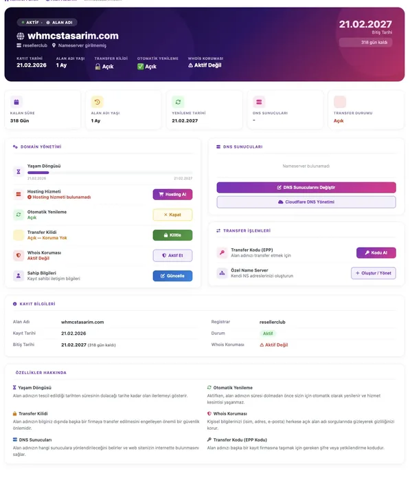 WHMCS Domain Yönetimi