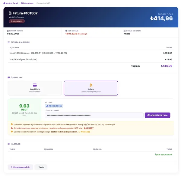 WHMCS Fatura Tasarımı